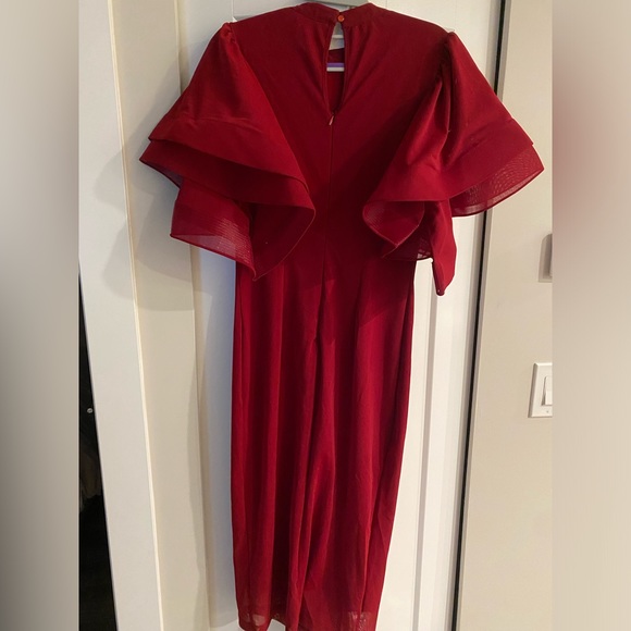 Fashion Nova - red fluted arm midi dress - Picture 2 of 3